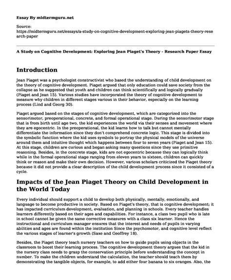 Download Piaget Research Paper 