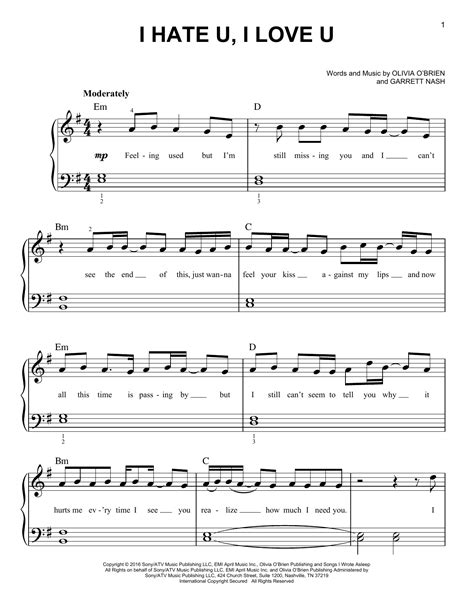 Piano Sheets Gnash I Hate U I Love U Piano Sheets