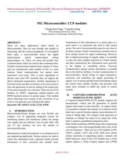 Read Pic Microcontroller Ccp Modules International Journal Of 