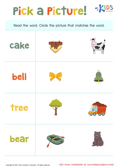 Pick A Picture Word Recognition Worksheet Kids Academy Word Recognition Worksheet - Word Recognition Worksheet