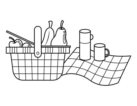 Picnic Basket And Blanket Coloring Page Museprintables Com Picnic Basket Coloring Pages - Picnic Basket Coloring Pages