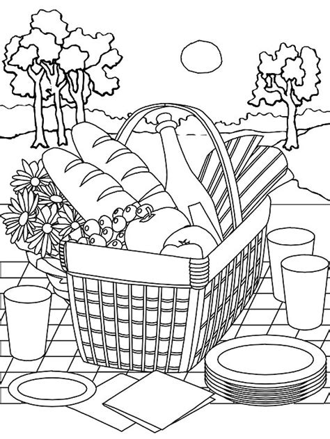 Picnic Basket Coloring Page Vectors Freepik Picnic Basket Coloring Pages - Picnic Basket Coloring Pages