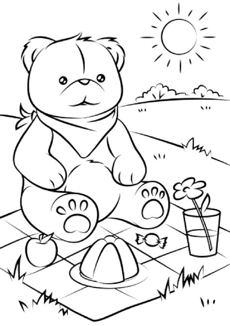 Picnic Bears And Cubs Kids Coloring Pages Just Bear Pictures To Colour - Bear Pictures To Colour