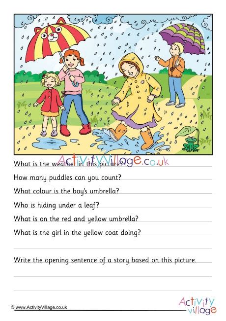 Picture Composition Rainy Day Worksheets Learny Kids Rainy Day Worksheet 5th Grade - Rainy Day Worksheet 5th Grade
