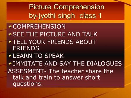 Picture Comprehension By Jyothi Singh Class Picture Comprehension For Grade 2 - Picture Comprehension For Grade 2