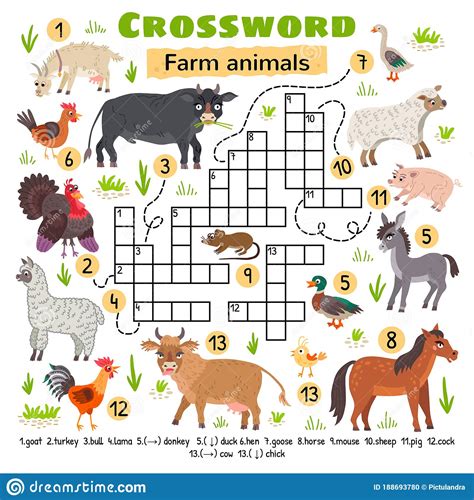 Picture Crossword Farm Animals Worksheet Education Com Pic Crossword Answers Animal Category - Pic Crossword Answers Animal Category