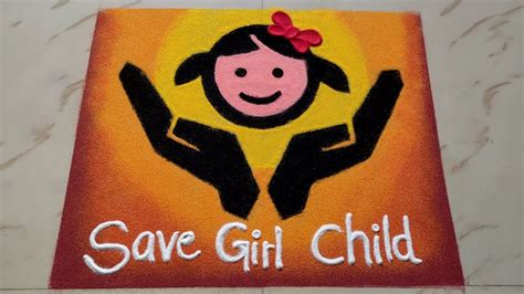 pictures of save girl child rangoli