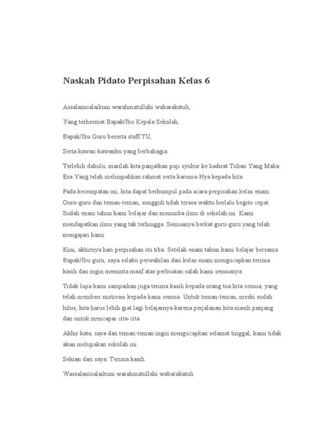 Pidato Kelulusan Kelas 6