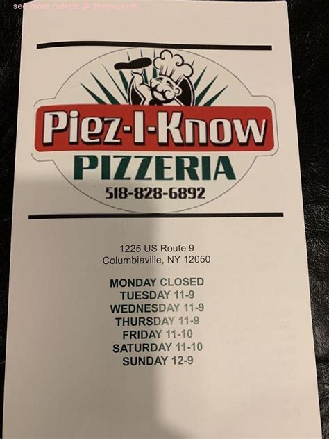 Piez I Know Menu