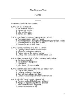 pigman multiple choice test