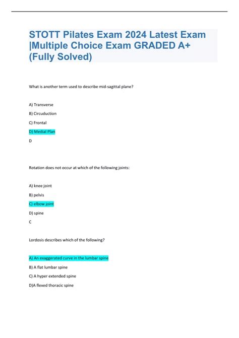 Pilates Multiple Choice Practice