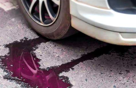 pink liquid leaking from car