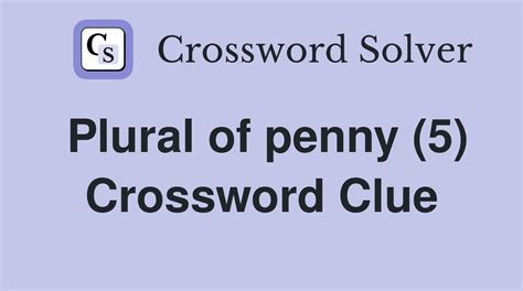 pinny 5 Crossword Clue Wordplays.com