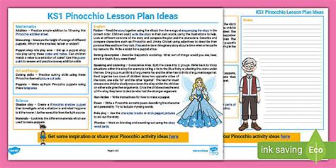 pinocchio lesson plans