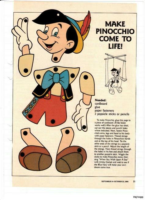 Pinocchio Paper Puppet Template