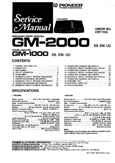 Full Download Pioneer Gm 1000 User Manual 