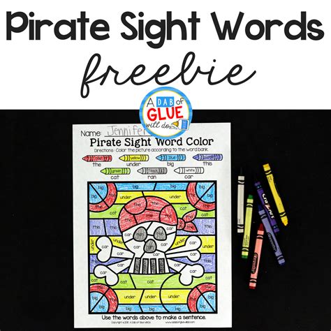 Pirate Color By Sight Word Activity Color By Sight Words - Color By Sight Words