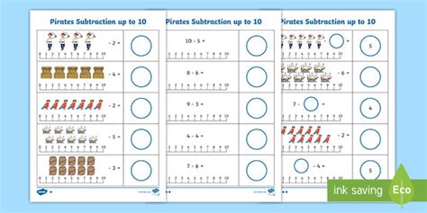 Pirate Subtraction Up To 10 Worksheet Teacher Made Pirate Subtraction - Pirate Subtraction