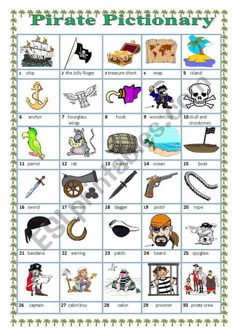 Pirates Worksheets Esl Printables Pirate Vocabulary Worksheet - Pirate Vocabulary Worksheet