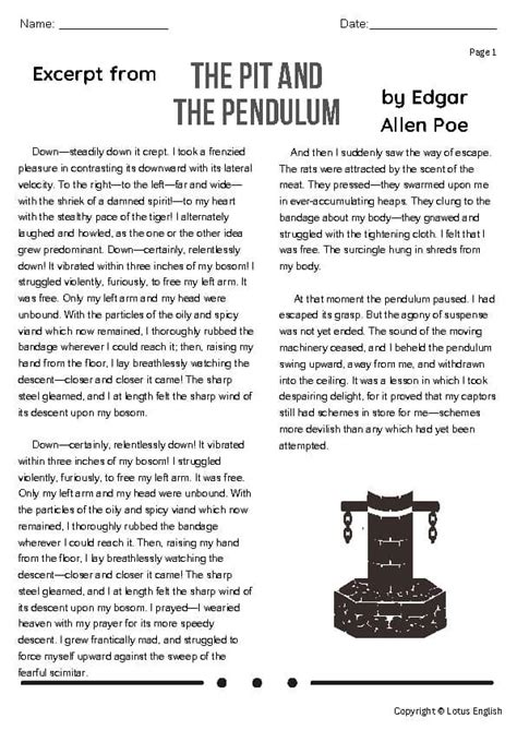Pit And The Pendulum Comprehension Questions Answers