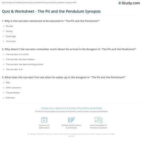 Read Online Pit And The Pendulum Study Questions Answers 