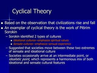 pitirim sorokin cyclical theory examples