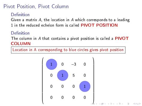 Pivot Position In Matrix