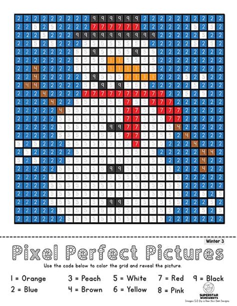 Pixel Coloring Pages Superstar Worksheets Hidden Picture Color By Number Printables - Hidden Picture Color By Number Printables