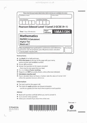 pixl maths papers higher mark scheme