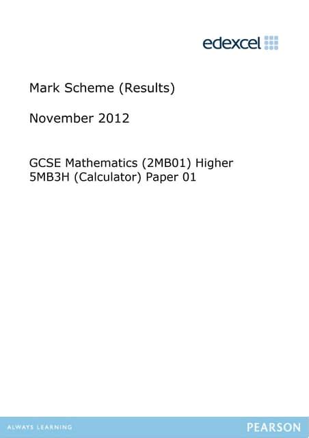 Full Download Pixl Maths Paper November 2012 Mark Scheme 