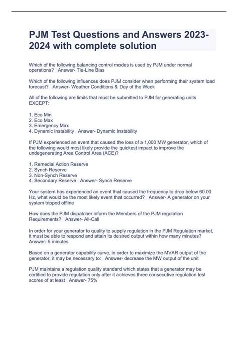 Pjm Certification Test Questions 2013
