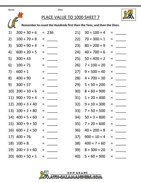 Place Value Worksheets Math Salamanders Grade 7 Place Value Worksheet - Grade 7 Place Value Worksheet