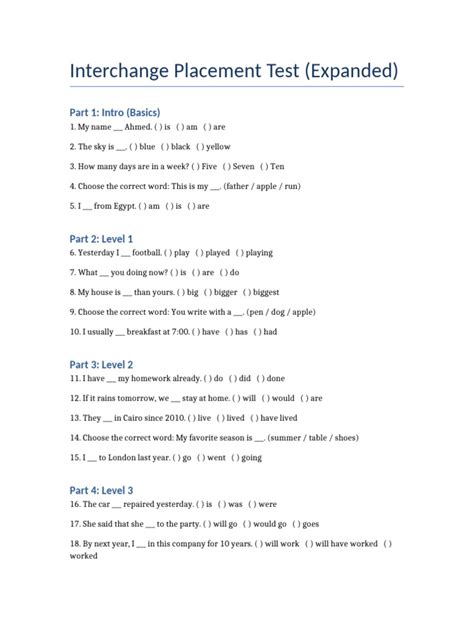 Placement Test For Interchange 4th Edition Bing