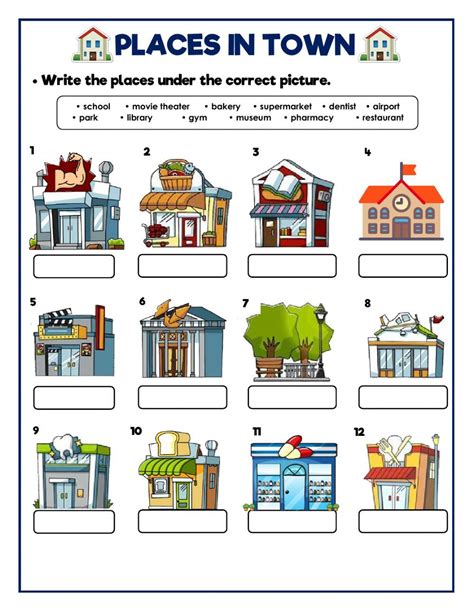 Places In Town Online Exercise For Basic Pinterest Kindergarten Site Words Worksheets - Kindergarten Site Words Worksheets
