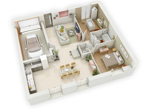 Plan Maison 2 Chambres 3d   Plan Et Modèle Maisons 2 Chambres Concepts 3d - Plan Maison 2 Chambres 3d