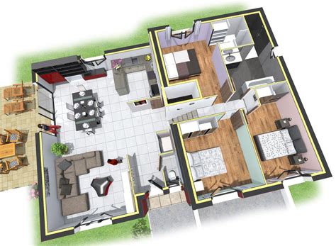 Plan Maison 4 Chambres étage 3d   Plan De Maison 4 Chambres Modèle Habitat Concept - Plan Maison 4 Chambres étage 3d