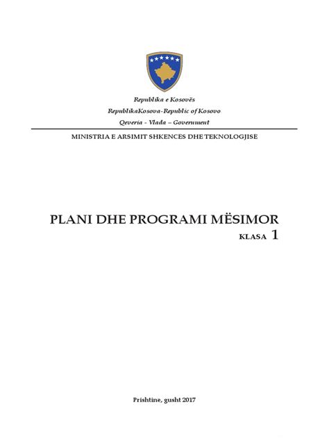 plan programi mesimor per klasor