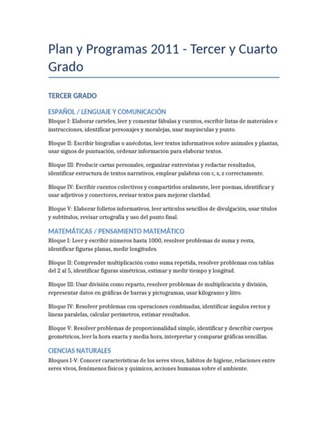 Plan Y Programas 2011 Cuarto Grado