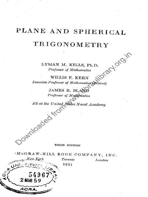 Plane And Spherical Trigonometry Pdf Paul Rider