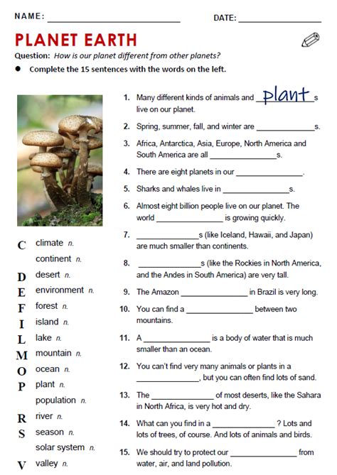 Planet Earth All Things Topics Planet Earth Worksheet Answers - Planet Earth Worksheet Answers