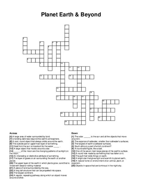 Planet Earth Amp Beyond Crossword Puzzle Earth Science Crossword Puzzle Answer Key - Earth Science Crossword Puzzle Answer Key