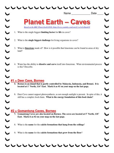 Planet Earth Caves Worksheet Pdf Cave Water Scribd Planet Earth Caves Worksheet - Planet Earth Caves Worksheet
