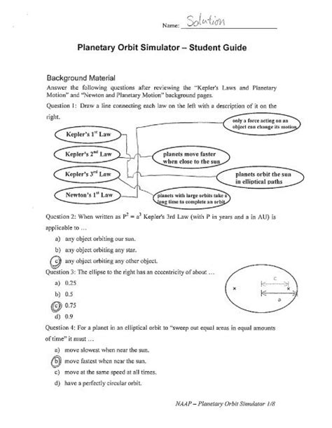 Read Planetary Orbit Simulator Student Guide 