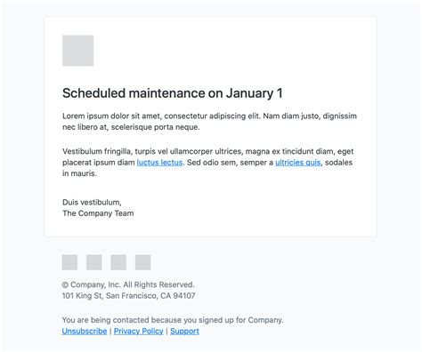 Planned Server Maintenance Email Template