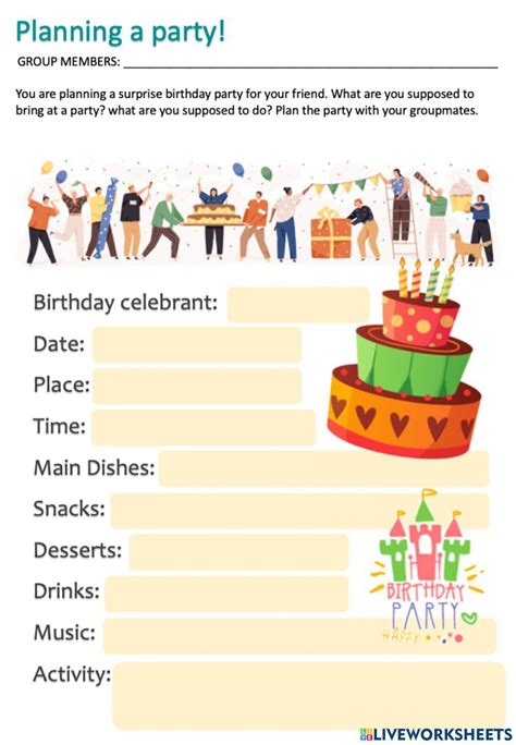 planning a party maths activity