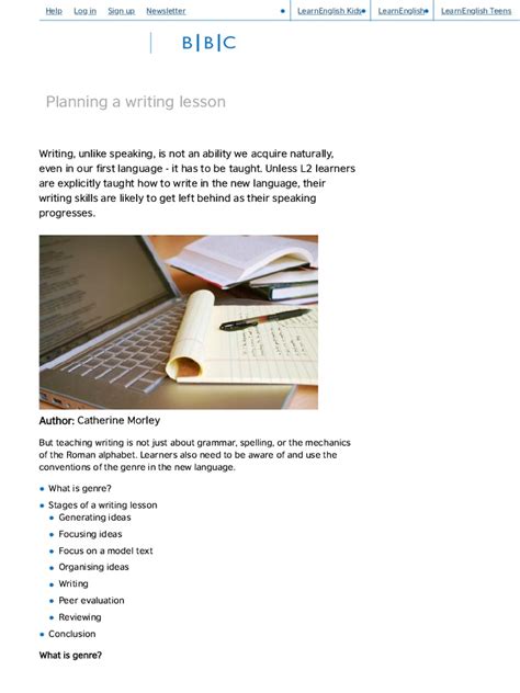 Planning A Writing Lesson Teachingenglish British Council Essay Writing Lesson Plan - Essay Writing Lesson Plan