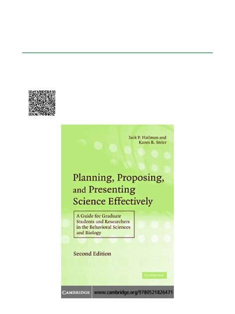 Planning Proposing And Presenting Science Effectively A Guide For Graduate Students And Researchers In The Behavioral Sciences And Biology