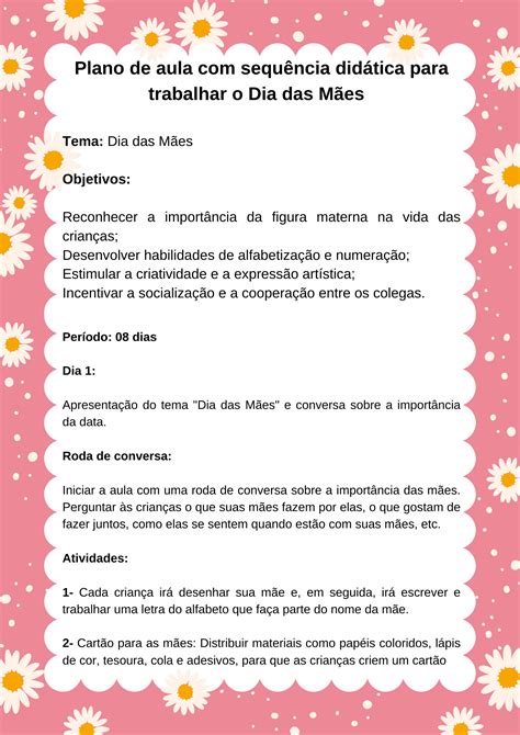 Plano De Aula Com Sequencia Didatica Para Educacao Infantil