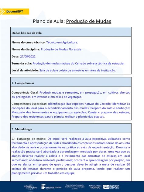 Plano De Aula Modelo