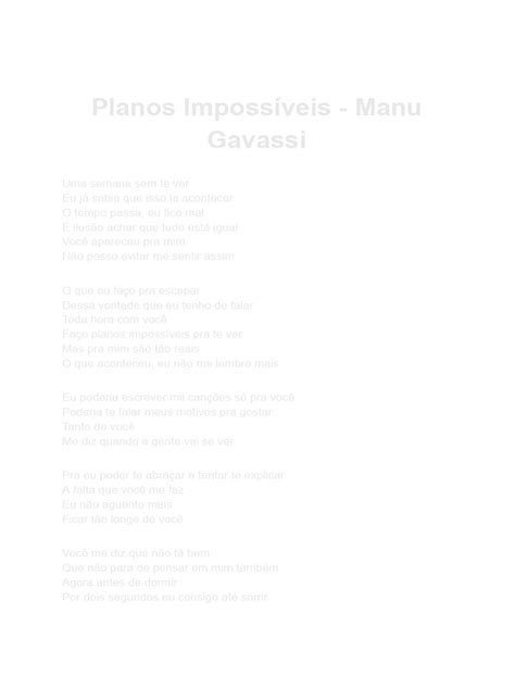 Planos Impossiveis Letra